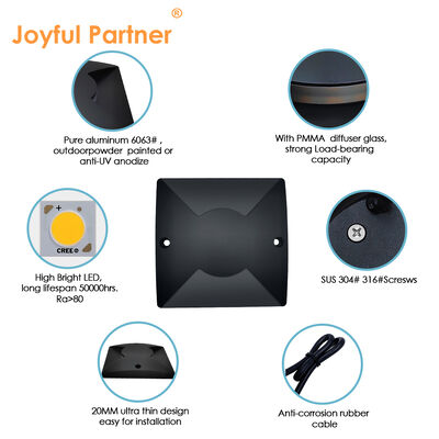 Deck Inground Lights Ultra-thin IP67 Waterproof 1W 3W DC12V 24V IK Rate 08 For Terrace Path