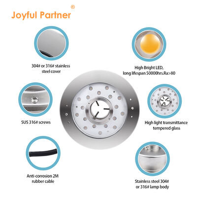 LED Fountain Light DMX512 Controllable DC24V Stainless Steel RGBW Color Changing For Landscape Underwater