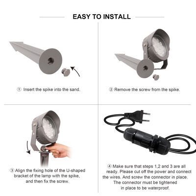 LED-Gartenspot 12W 24W 36W Eingebauter DMX512-Treiber DC24V RGB3in1 Schwarzer Aluminiumlampenkörper Aluminiumgehäuse für Baumbeleuchtung